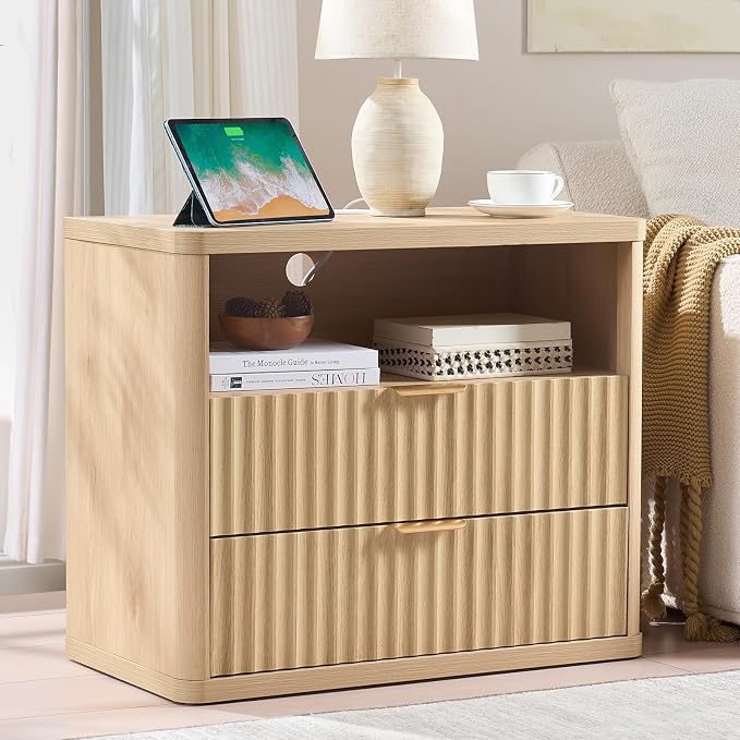 LEYAOYAO 31" Wide Fluted Nightstand Set of 2 - Image 3