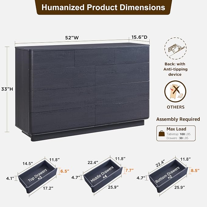 ACCOHOHO Modern 9 Drawer Dresser - Image 2