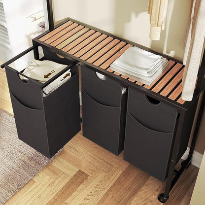 YATINEY Laundry Sorter 3 Section, Rolling Laundry Hamper - Image 5
