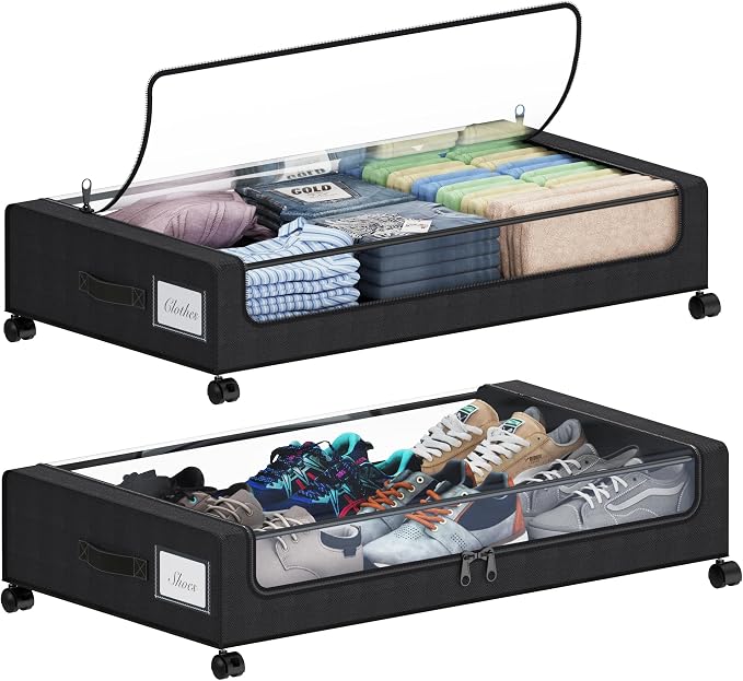 Tututry Under Bed Storage with Wheels, XXL 60L Under the Bed Storage Bins by Tututry