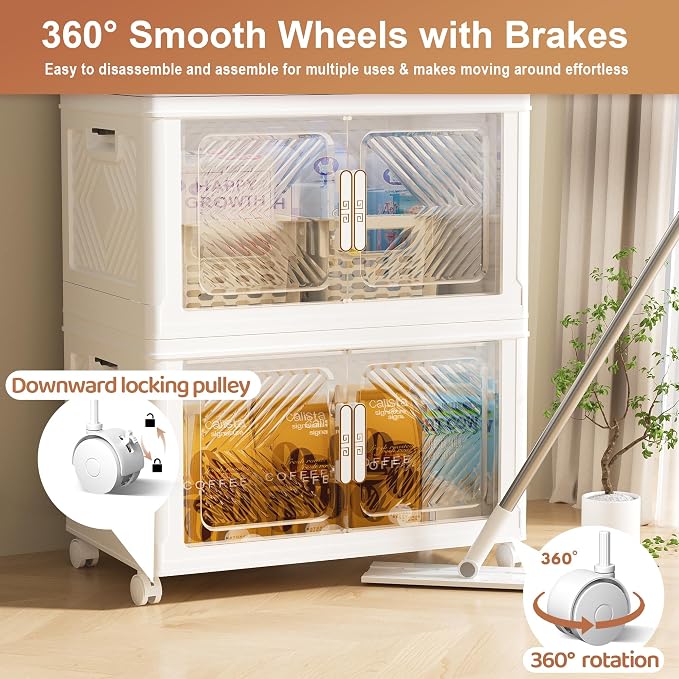 Storage Bins with Lid 76QT, Stackable Storage Containers with Wheels and - Image 2