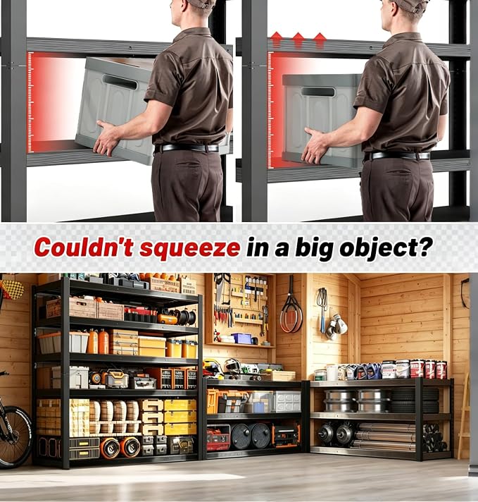 84" H 5-Tier Heavy Duty Storage Shelves, 3000LBS Capacity Adjustable Metal - Image 5