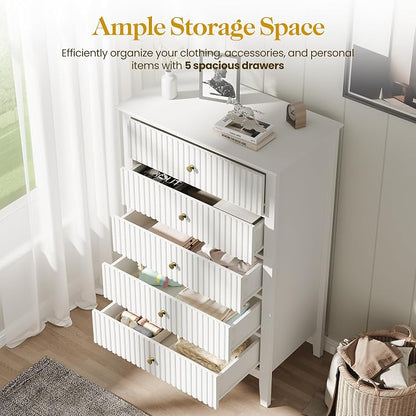 RoyalCraft White Fluted 5 Drawer Dresser - Image 4