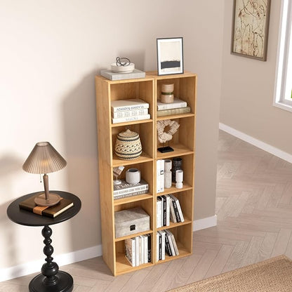 5-Tier Wooden Cube Storage Organizer, 52 Inch Tall Bookcase & Display Shelf - Image 2