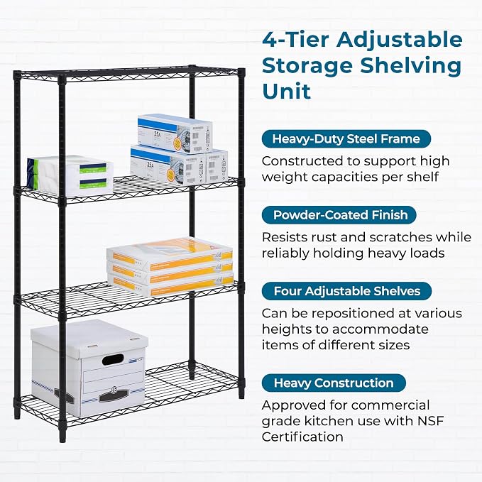 Honey-Can-Do 4-Tier Heavy Duty Adjustable Shelving Unit, 250-lb Per Shelf Metal - Image 7