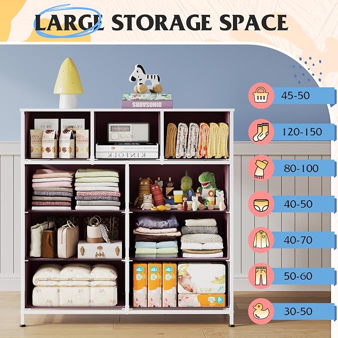 WLIVE 9 Drawer Dresser, Fabric Storage Tower - Image 4