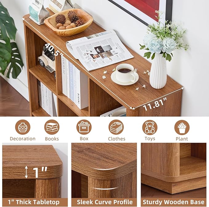 6 Cube Storage Organizer, Floor Standing 2-Tier Wooden Bookshelf - Image 3