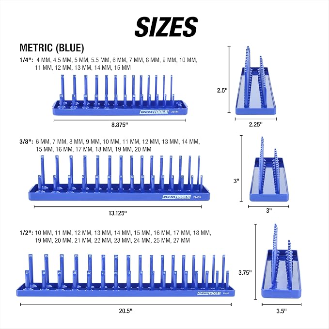 OEMTOOLS 22237 6 Piece SAE and Metric Socket Tray Set, SAE and Metric Socket - Image 9