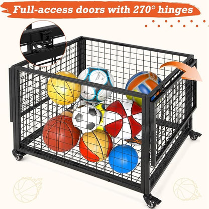 AECOJOY Ball Cart Storage, Rolling Basketball Bin - Image 3