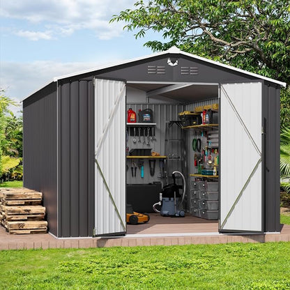 Metal Storage Shed, Outdoor Storage Building 10x14, Large Backyard Sheds by Sannwsg