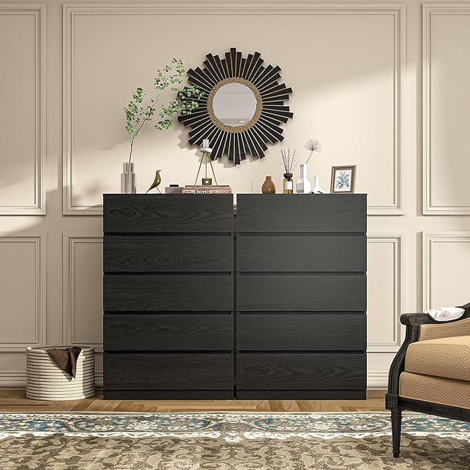 furtble 5 Drawer Dresser, 43.6" Tall Black Dressers - Image 5