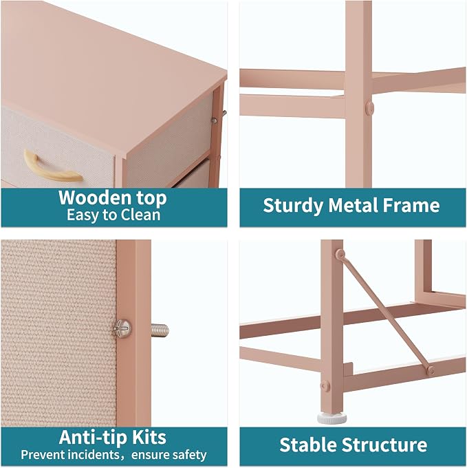 LUMTOK 10 Drawers Dresser with Fabric Bins - Image 5