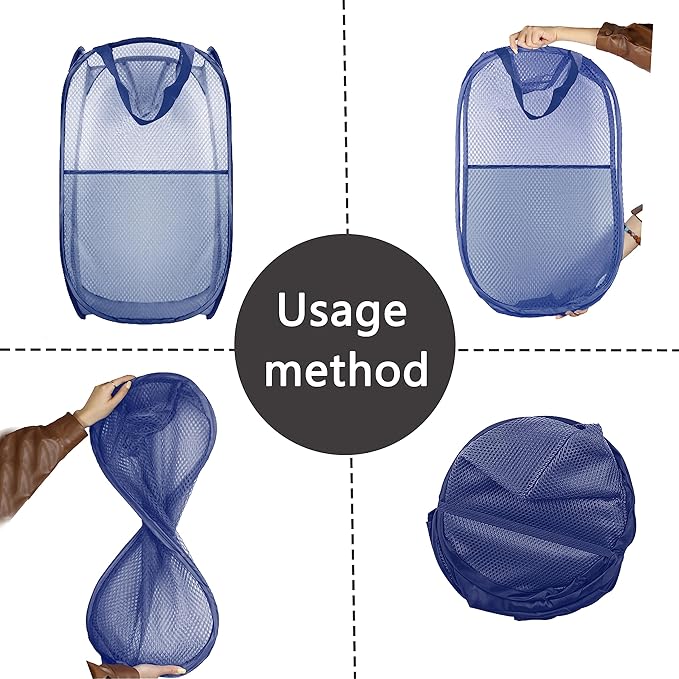 Collapsible Pop Up Laundry Hamper, Extra Large Mesh Foldable Laundry Basket Bag - Image 3