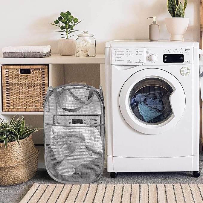 Larpur Pack of 3 Pop up Laundry Hampers, Collapsible Laundry Baskets, Portable - Image 5