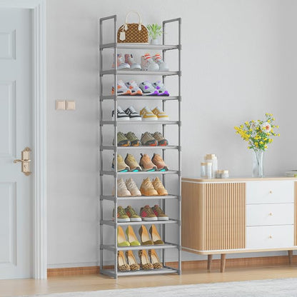 OYREL 10-Tier Metal Shoe Rack, Narrow Shoe Rack Organizer, Sturdy Shoe Shelf - Image 7