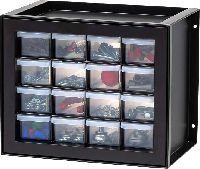 IRIS USA 16-Drawer Small Drawer Organizer, Garage Desk Storage, Stackable by IRISUSA