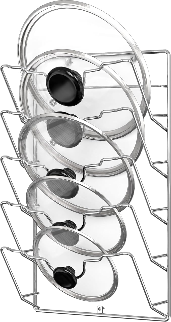 Simple Houseware Wall Door Mounted Pot Lid Rack, Chrome Finish by SimpleHouseware