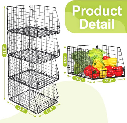 Jakyitvi 4 Pack XXL Stackable Wire Storage Basket, Extra Large Capacity Pantry - Image 7