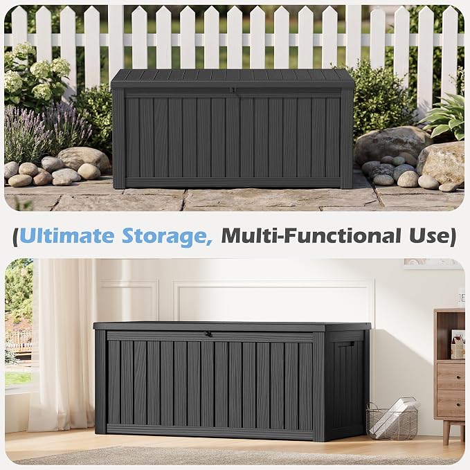Outdoor Storage Box, 155 Gallon Resin Deck Boxes Outdoor Waterproof - Image 8
