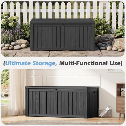 Outdoor Storage Box, 155 Gallon Resin Deck Boxes Outdoor Waterproof - Image 8