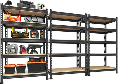 PrimeZone Storage Shelves 3 Pack 5 Tier Adjustable Garage Storage Shelving by PrimeZone