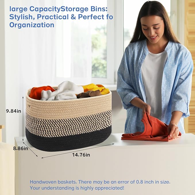 4 Pack Woven Storage Baskets for Organizing - Image 7
