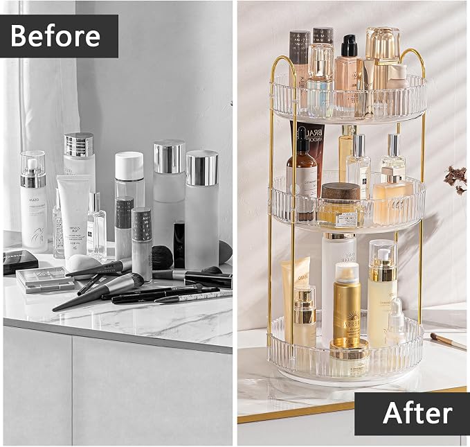 Rotating Makeup Organizer for Vanity, Large Capacity Skincare Perfume Storage - Image 4