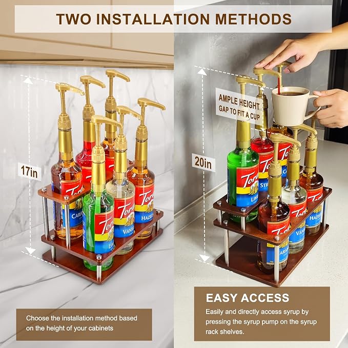 Coffee Syrup Organizer Rack, 2-Tier Coffee Syrup Stand Holder - Image 3