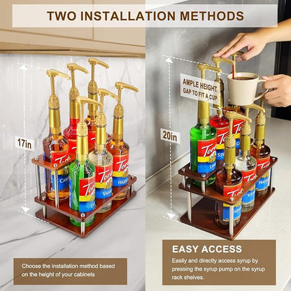 Coffee Syrup Organizer Rack, 2-Tier Coffee Syrup Stand Holder - Image 3