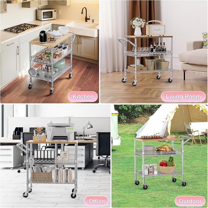 3 Tier Rolling Kitchen Carts - Image 8
