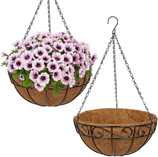2 Pack 12 inch Metal Hanging Baskets by NatureCrafted
