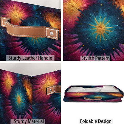 TropicalLife 13x13x13 Inch Large Fabric Storage Cube Tie Dye Foldable Storage - Image 5