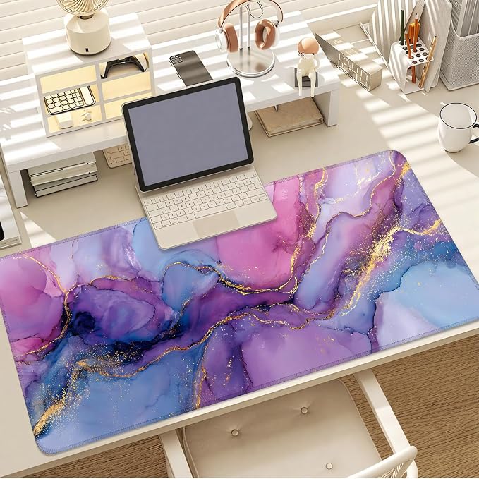 Purple Marble Ink Mouse Pad – Large Extended Desk Mat 35.43 x 15.75 in – - Image 7