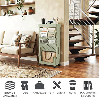 5-Tier Rolling Bookshelf Magazine Rack - Image 5