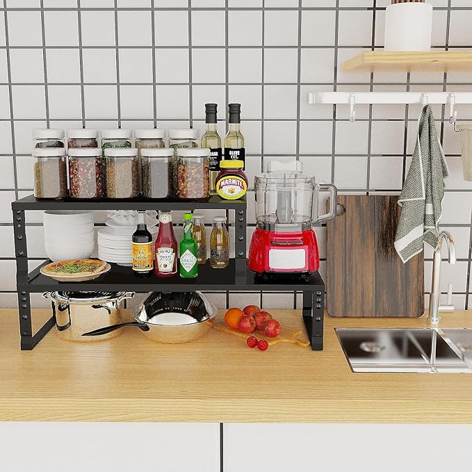 Expandable Cabinet Shelf Organizer Storage Spice Rack Shelves - Image 2