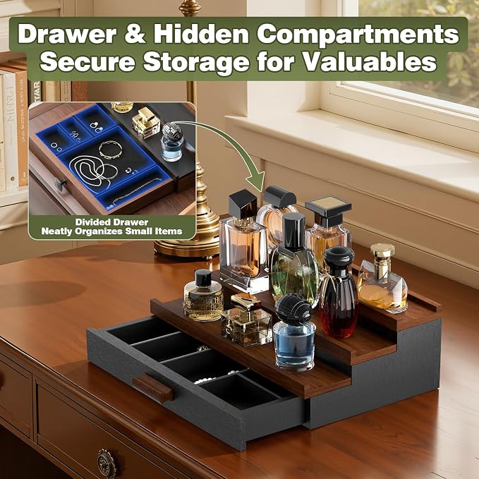 Perfume Cologne Organizer for Men: 3 Tier Wooden Perfumes Stand, Desktop Parfum - Image 5