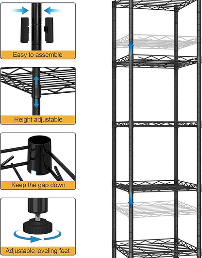 HOMEFORT Storage Shelves, 5-Wire Shelving, Metal Shelving Unit Adjustable - Image 5