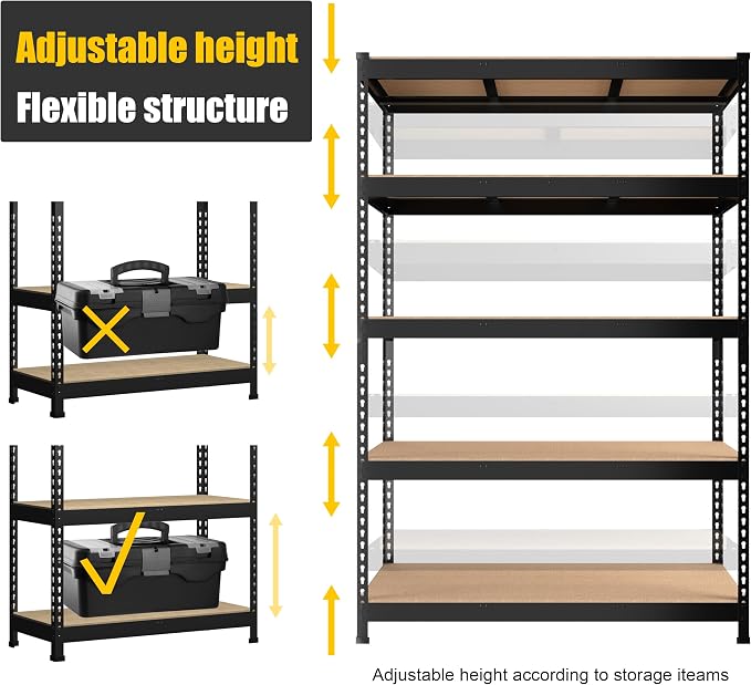 PrimeZone 47" W x 23.6" D x 71" H Large Heavy Duty Storage Shelves - Image 6