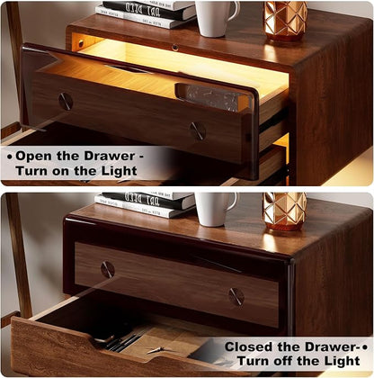 HedoAjim Floating Nightstand Smart Bedside Table LED Nightstand, Wall Mounted - Image 5