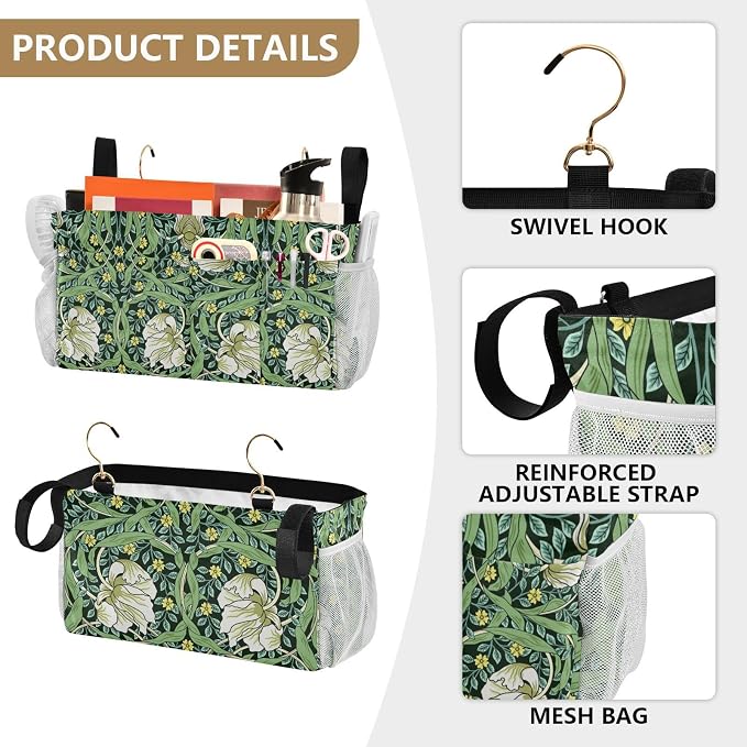 Bedside Caddy for Dorm Bed Bedside Hanging Caddy Bag Iron Frame Storage - Image 5