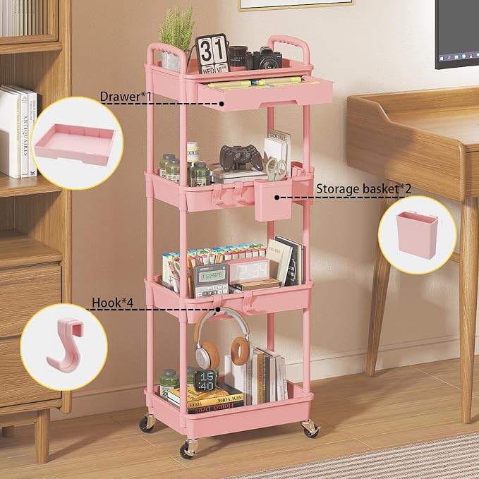 4 Tier Rolling Utility Cart - Image 3
