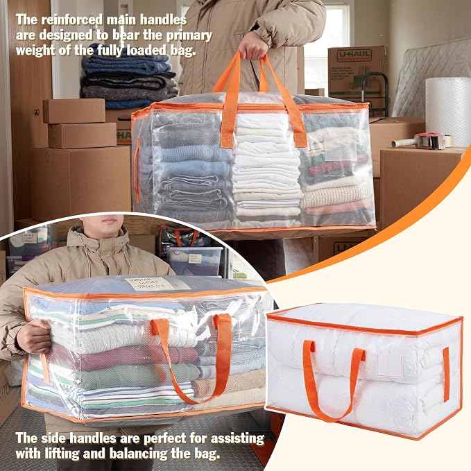 KYODOLED 2-Pack Clear Moving Bags Heavy Duty Extra Large, Storage Totes - Image 4