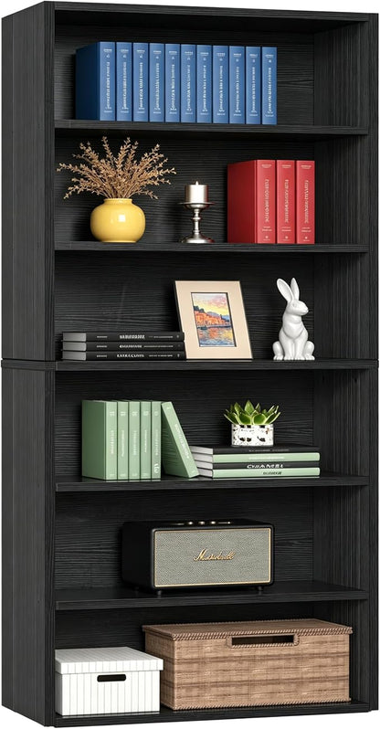HealSmart 6 Tier Bookcase, Industrial 6 Book Shelf, 9.2" D x 23.8" W x 63" H by HealSmart