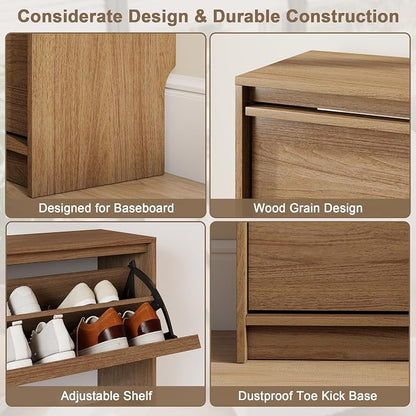 Shoe Cabinet with 3 Flip Drawers, 31.5" W Narrow Shoe Storage Cabinet - Image 5