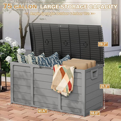 75 Gallon Outdoor Deck Storage Box, Heavy Duty Resin - Image 3