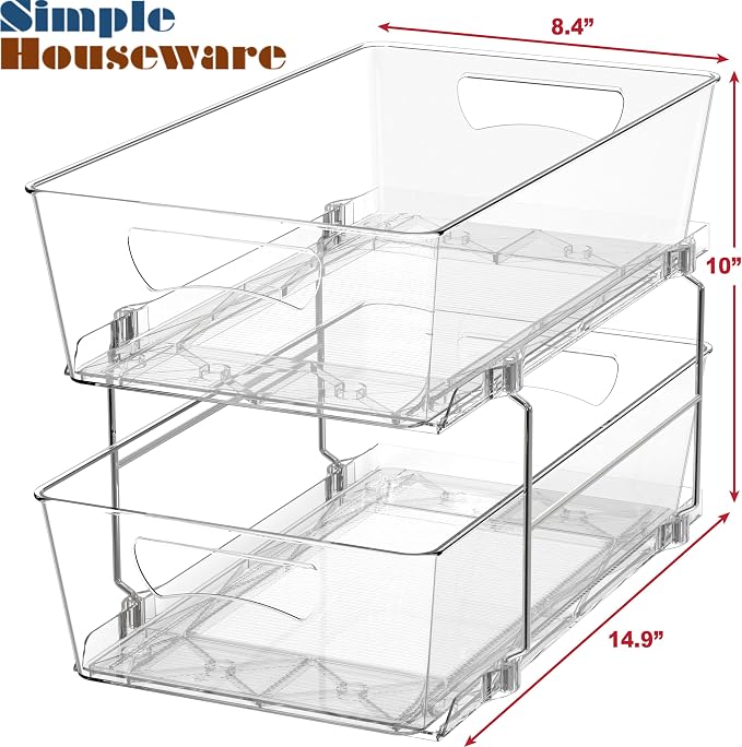 Simple Houseware 2 Tier Basket Drawer Cabinet Pull-Out Organizer - Image 3