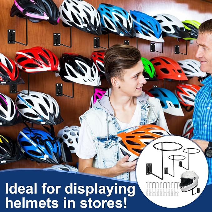 3 Pack Helmet Hanger Wall Mount Motorcycle Helmet Rack Metal Ball Holder - Image 5