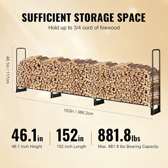VEVOR 12.7FT Outdoor Firewood Rack - Image 3