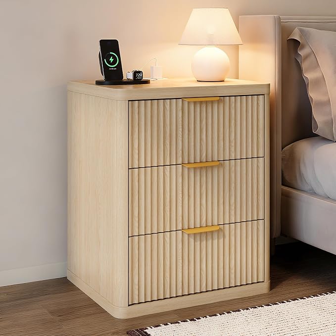 GarveeHome Fluted Nightstand by GarveeHome