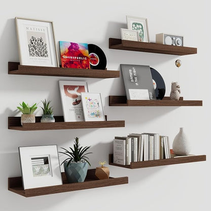 Fun Memories Picture Ledge Shelf, 16 Inch Long Floating Shelves Set of 6 by FunMemories